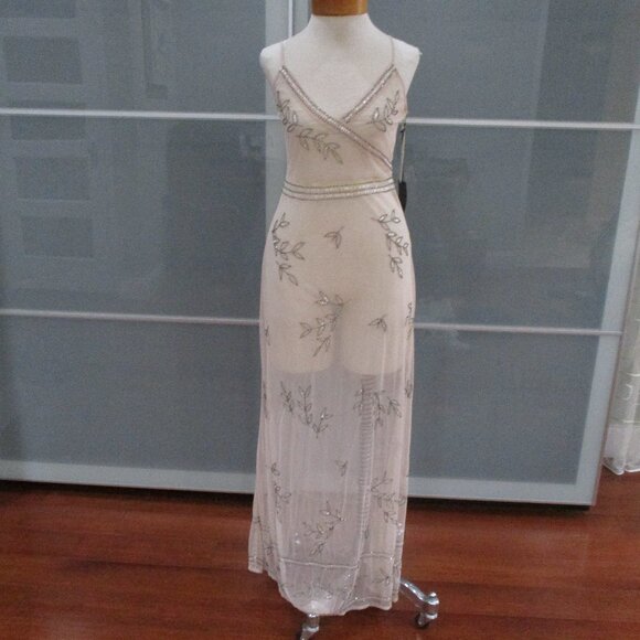 Forever 21 Contemporary Sheer Beaded Spaghetti Strap Maxi Dress - Picture 1 of 10